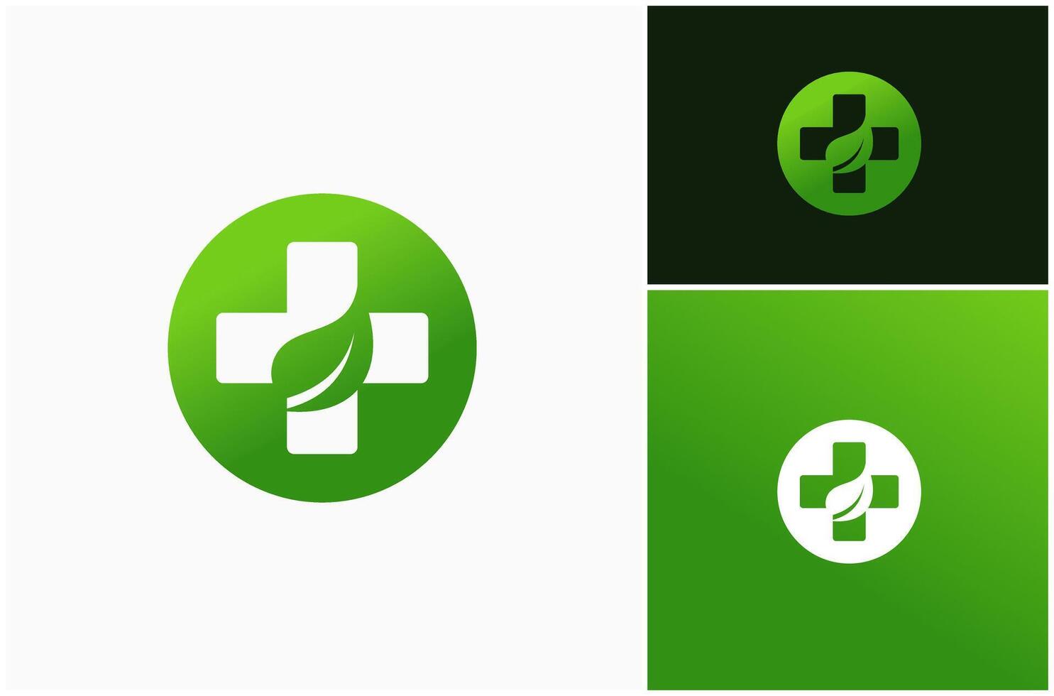 Medical Medicine Hospital Pharmacy Healthcare Leaf Green Natural Logo Design Illustration vector