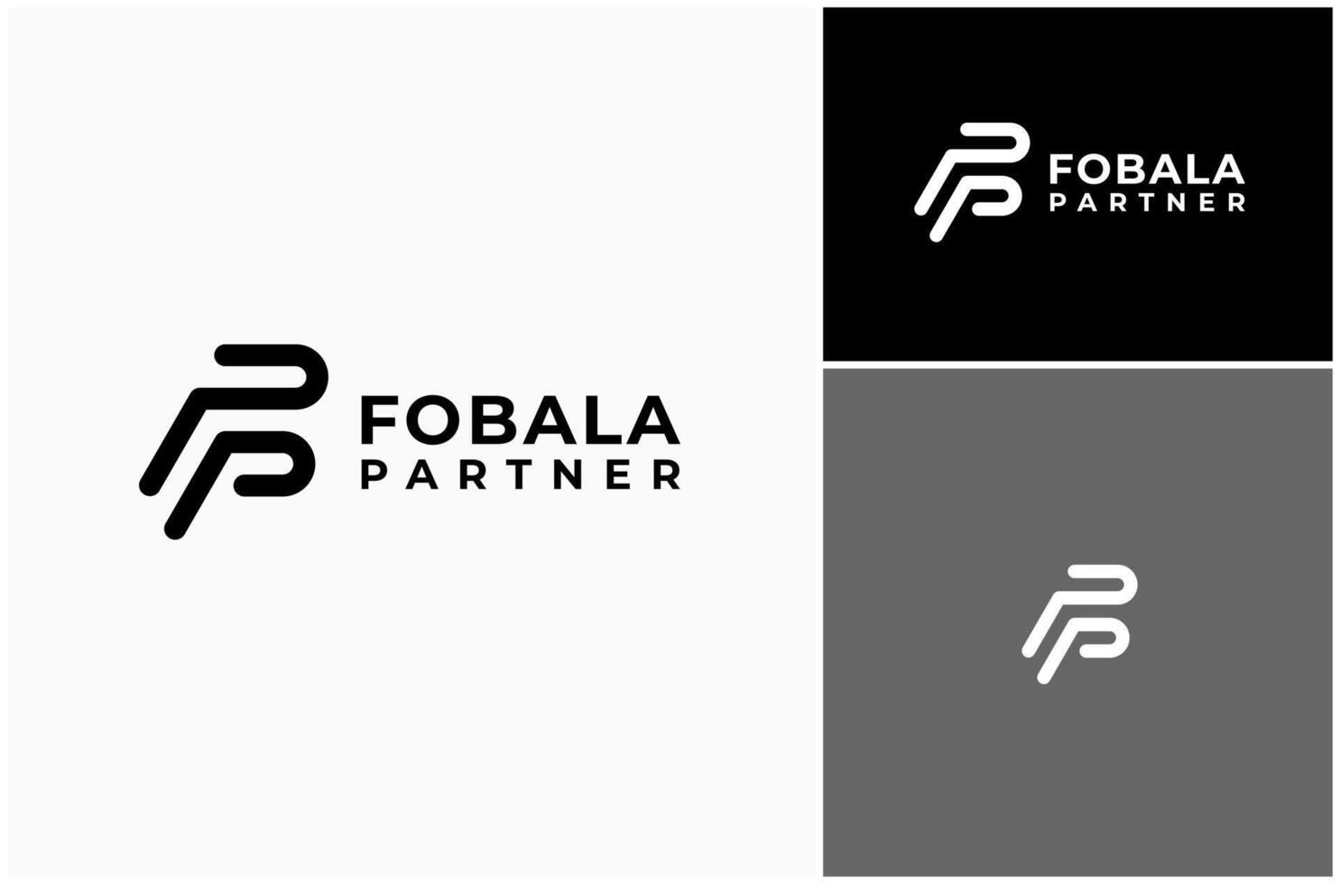 Letter FP PF Initials Monogram Line Art Modern Simple Logo Design Illustration vector