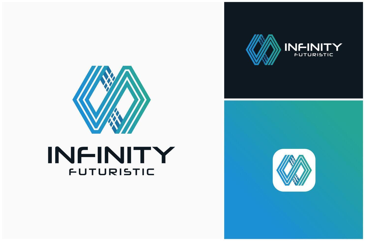 Infinity Mobius Loop Infinite Technology Data Digital Geometric Logo Design Illustration vector