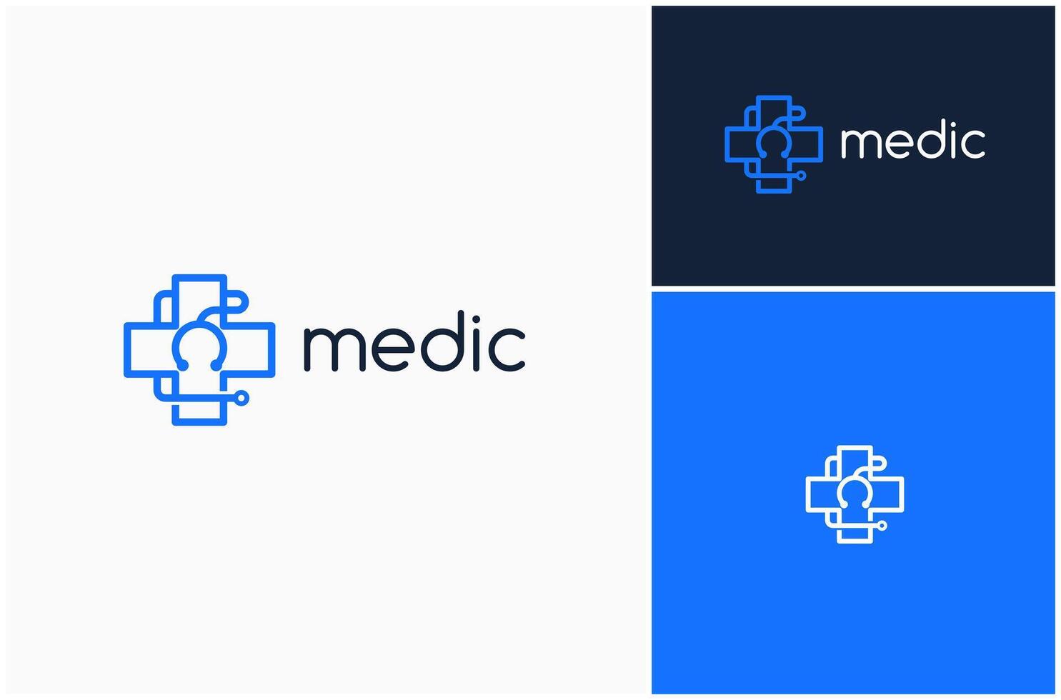 Stethoscope Doctor Medical Instrument Hospital Diagnostic Medicine Logo Design Illustration vector