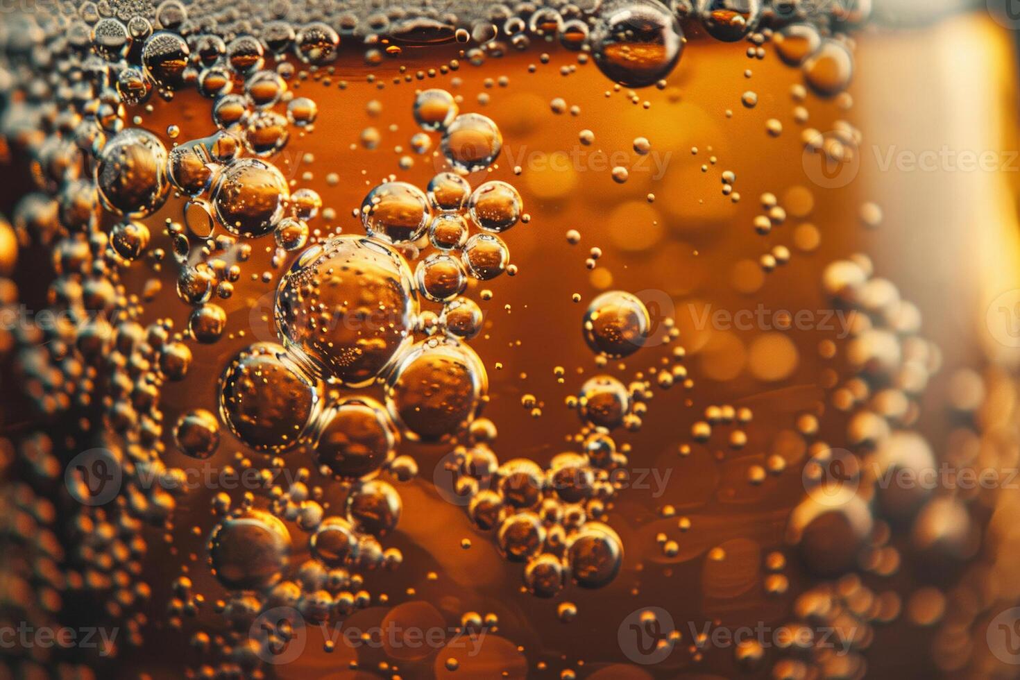 Abstract representation of beer bubbles, macro photography, subtle gradients from light to dark photo