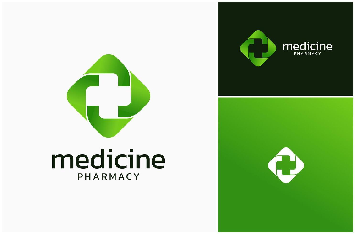 médico medicina hospital farmacia salud cuidado verde vistoso logo diseño ilustración vector