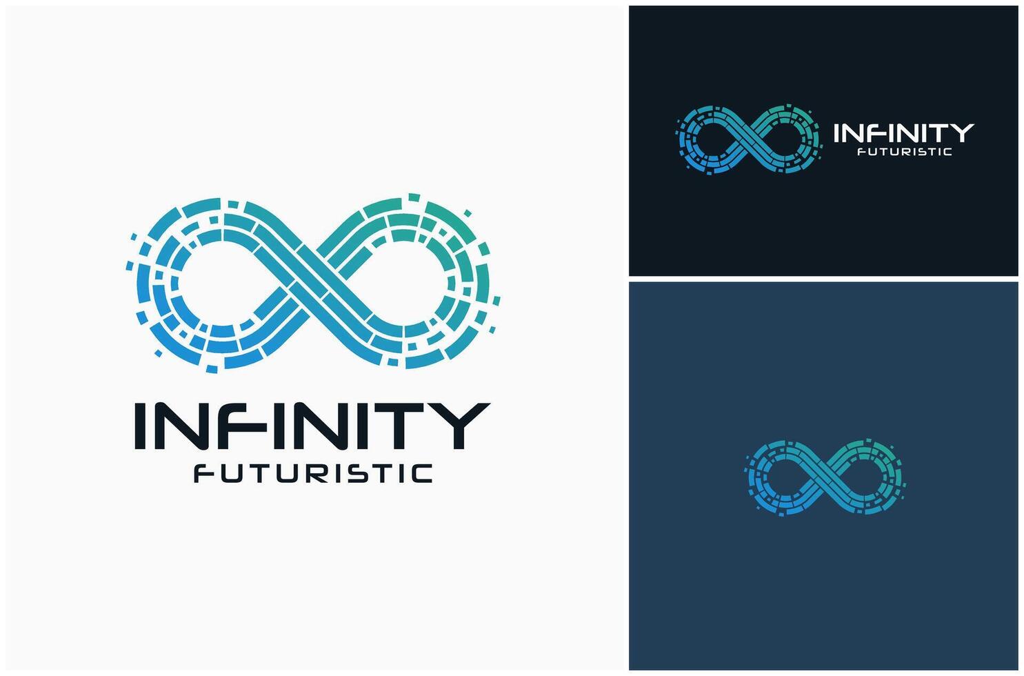 Infinity Mobius Loop Infinite Technology Data Digital Futuristic Logo Design Illustration vector