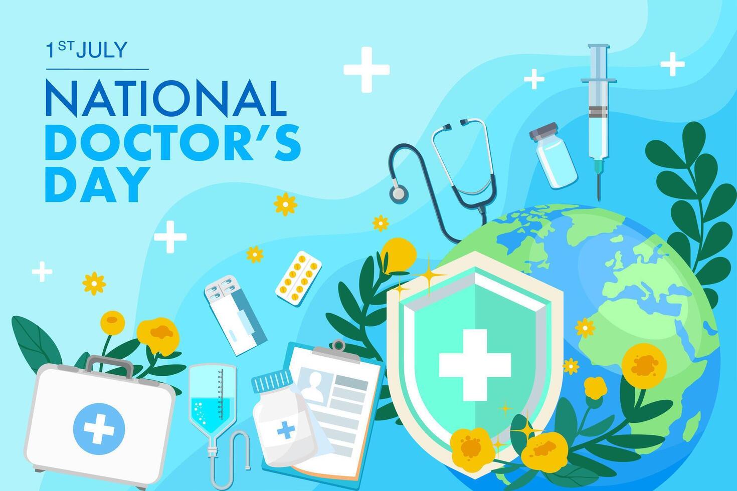 banner of National Doctors Day. vector