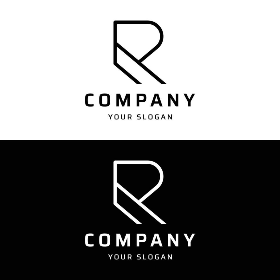 Initial R Letter Logo Design with geometry and monogram. Minimalist, modern and elegant logo. Isolated background. vector