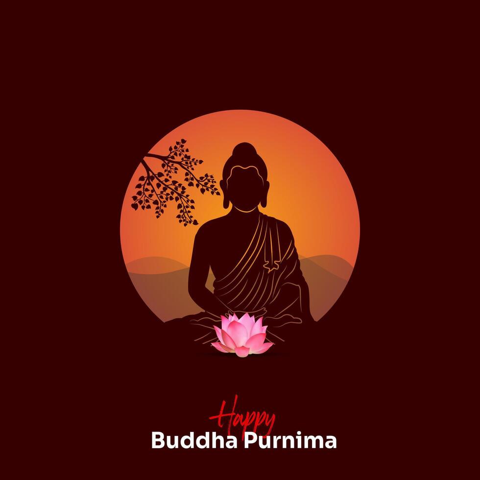 Buddha Purnima, Buddha Jayanti, Happy Vesak Day Social Media Poster vector