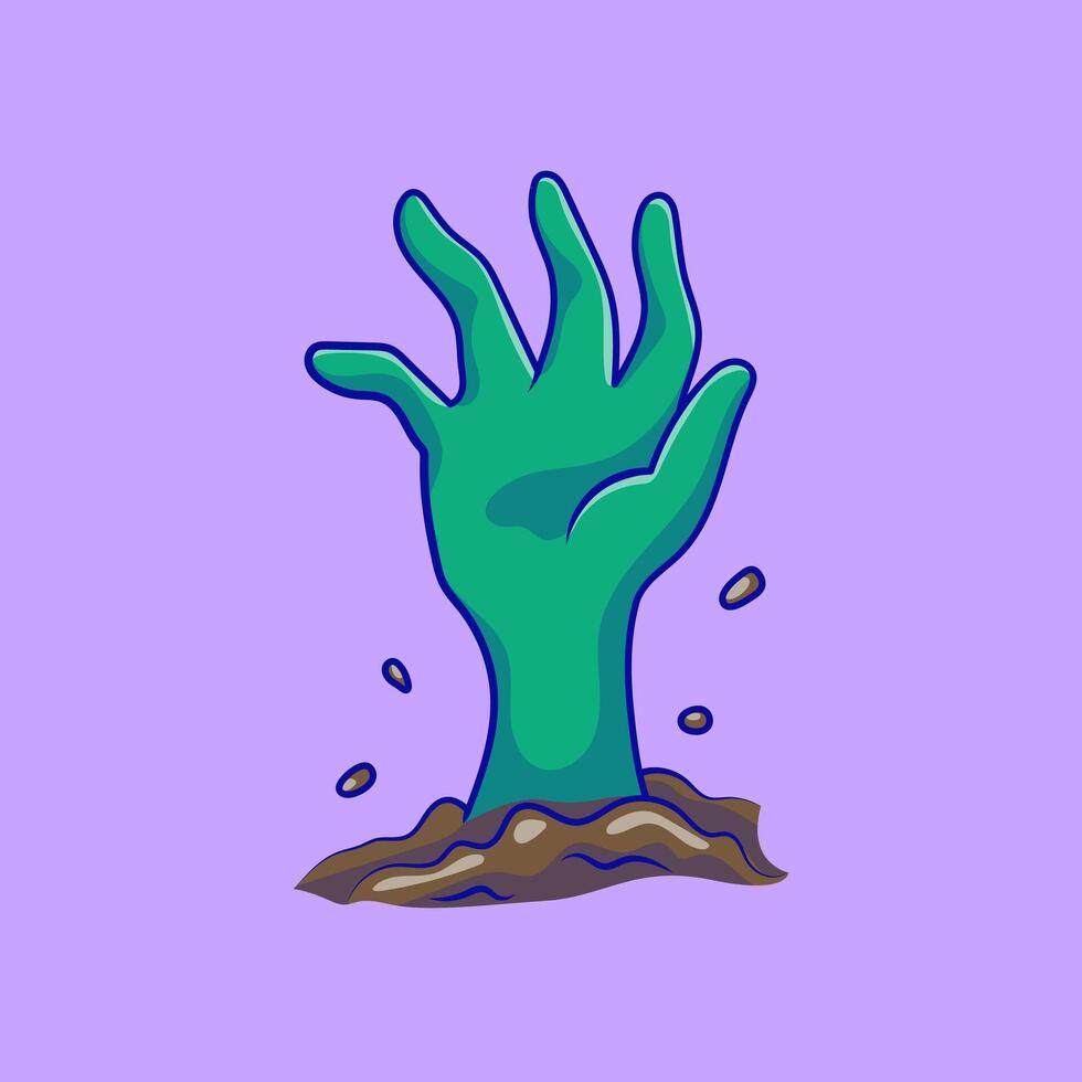 Zombie Hand On Graveyard Cartoon Icons Illustration. Flat Cartoon Concept. Suitable for any creative project. vector