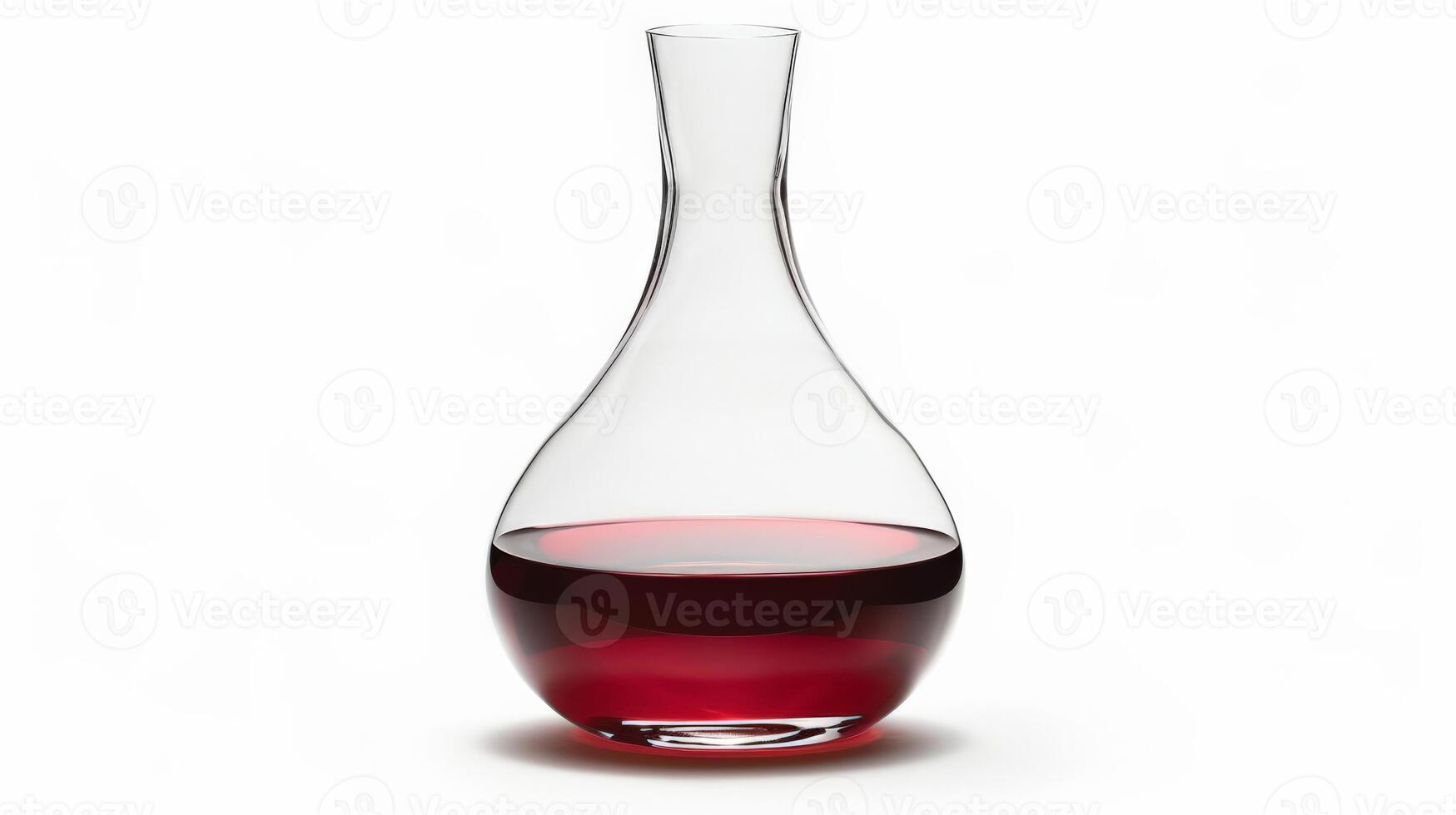 Profile of a wine decanter with red wine, elegant and simple, isolated on white photo