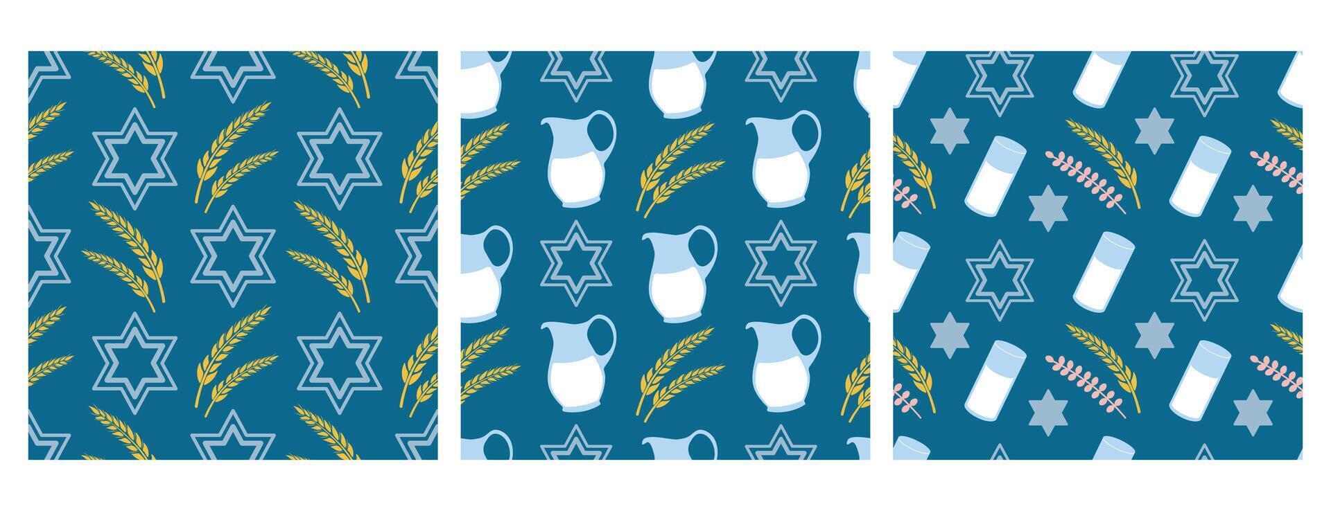 Shavuot seamless pattern set. Holiday concept for textile, background, greeting cards vector