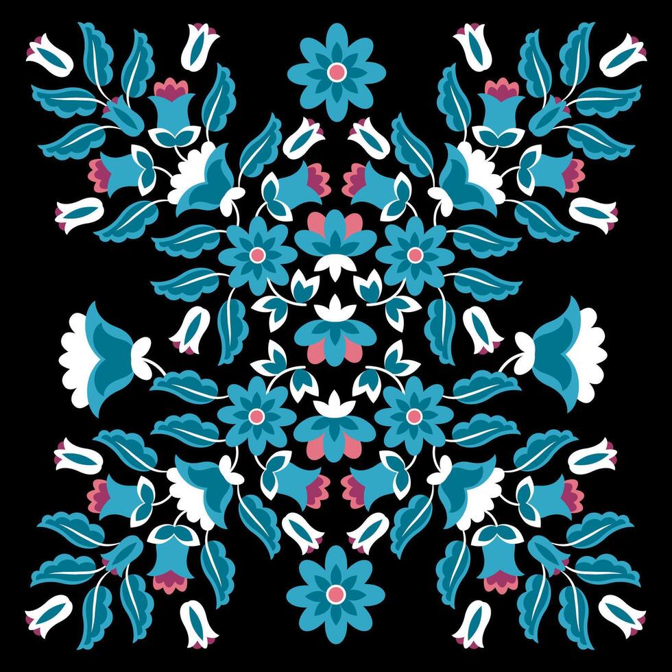 Symmetrical composition of flowers Mexican embroidery vector