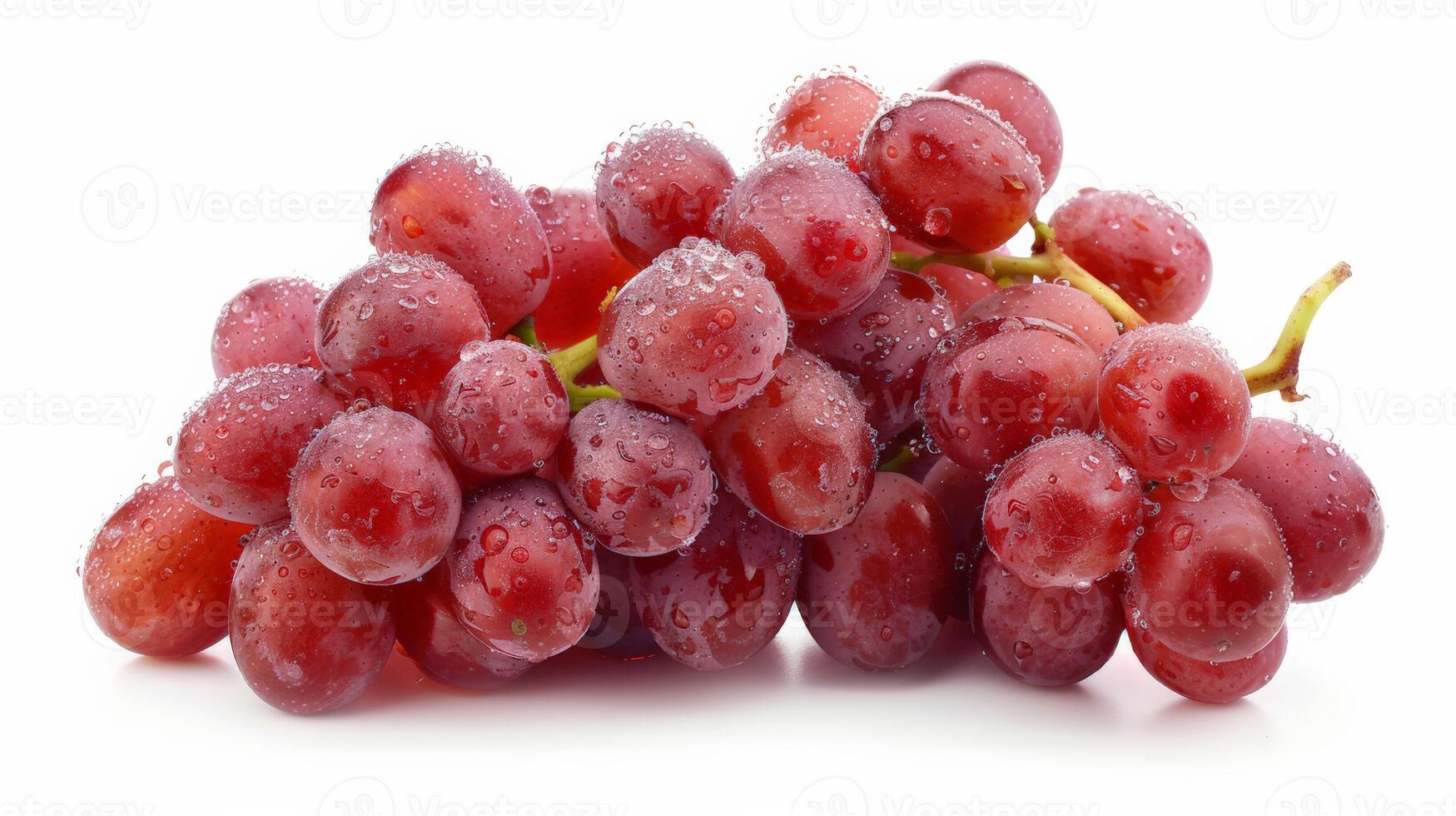 A cluster of ripe red grapes with dew, isolated on a white background photo