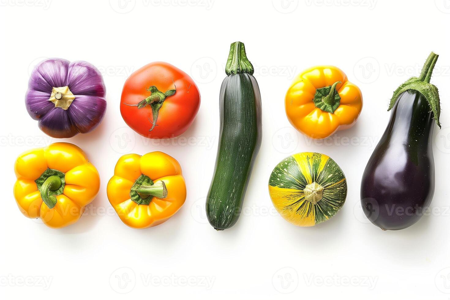 colorful garden vegetables isolated on a white background photo