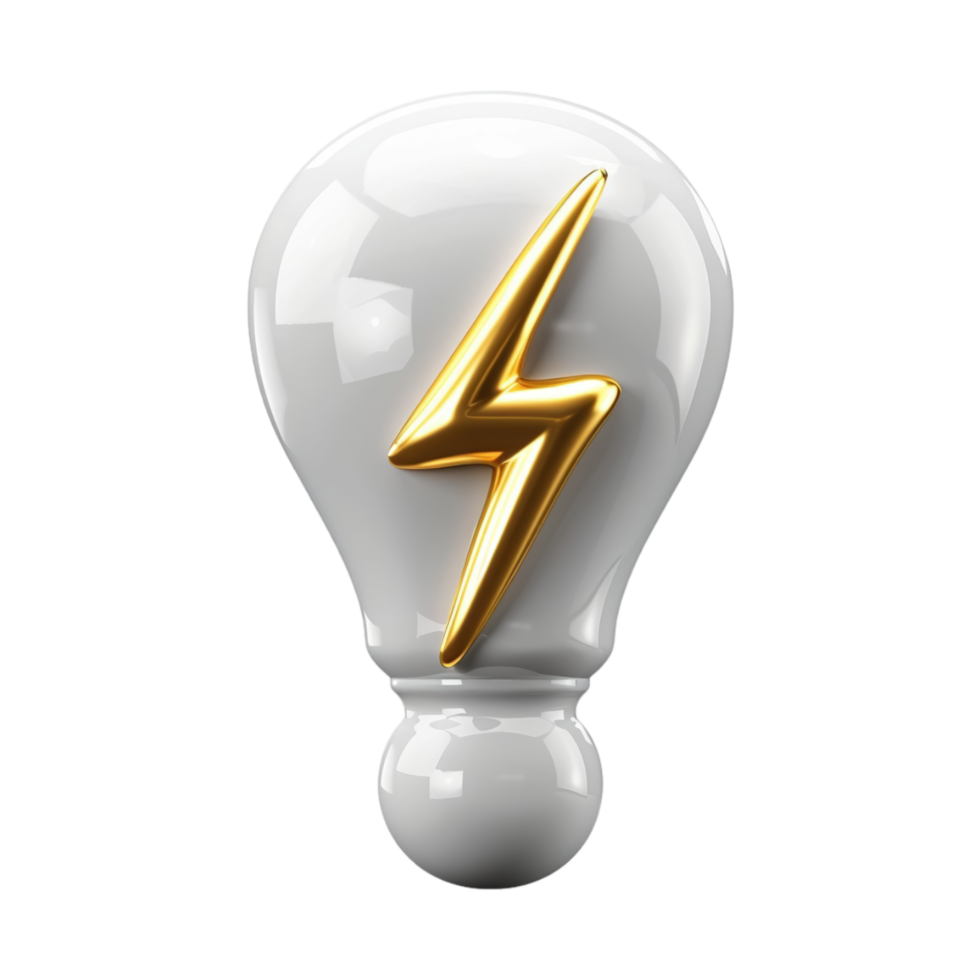 lightning icon, 3d illustration, isolated on transparent background, generated ai png