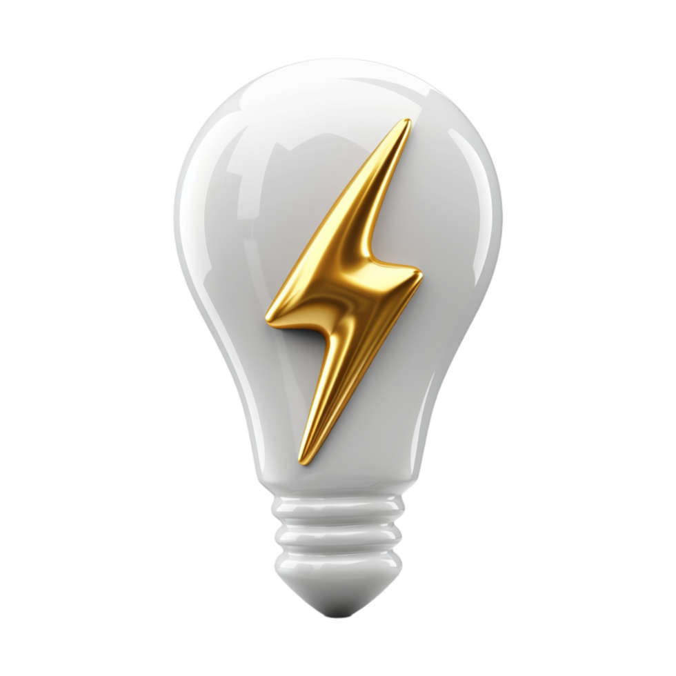 lightning icon, 3d illustration, isolated on transparent background, generated ai png