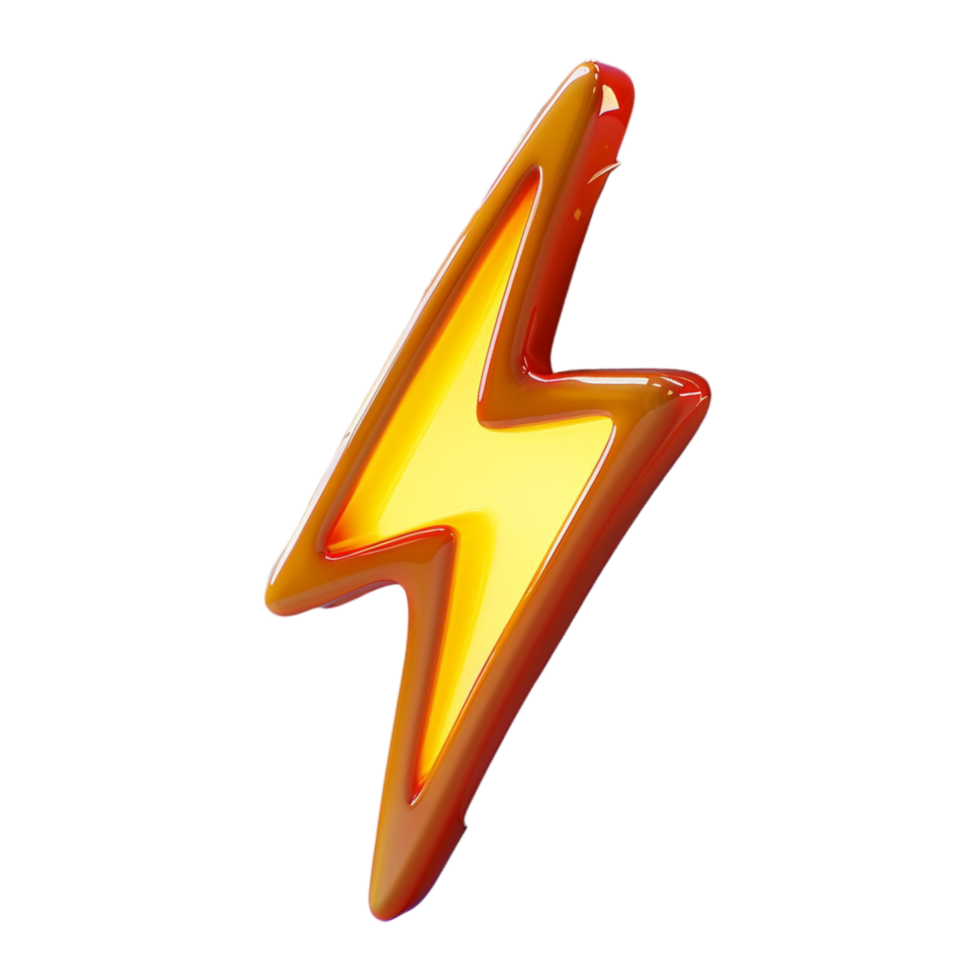 lightning icon, 3d illustration, isolated on transparent background, generated ai png