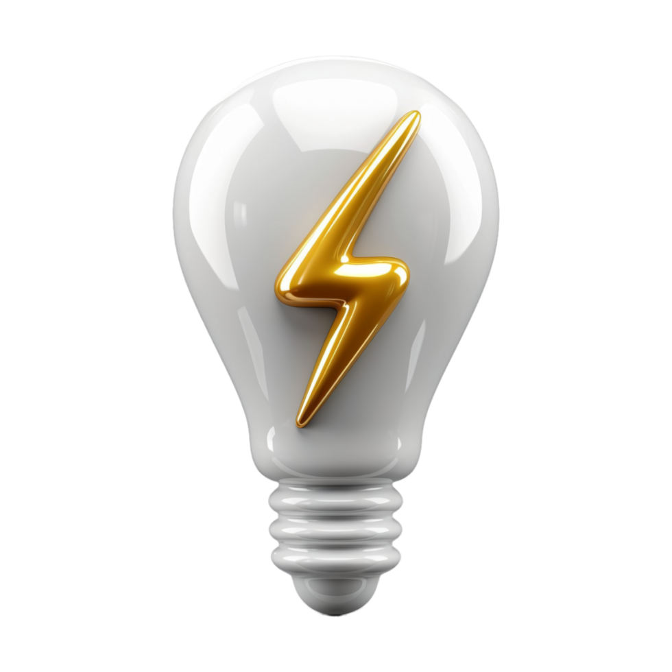 lightning icon, 3d illustration, isolated on transparent background, generated ai png