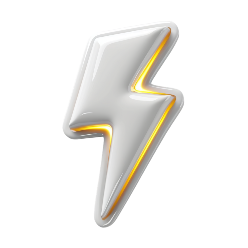 lightning icon, 3d illustration, isolated on transparent background, generated ai png