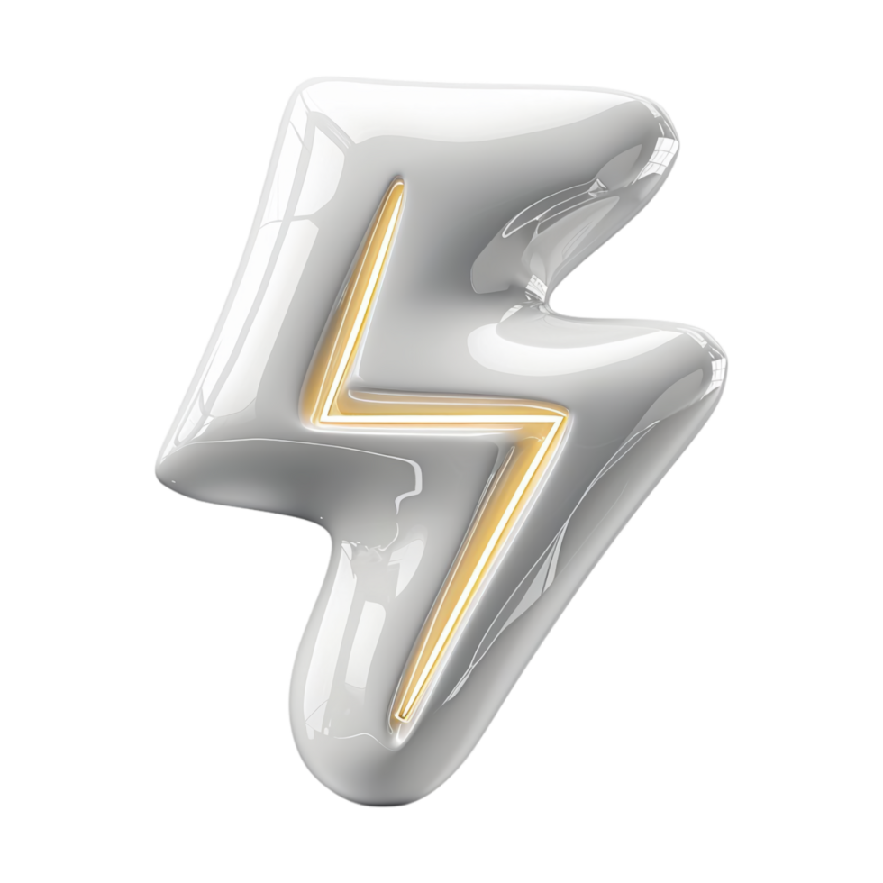 lightning icon, 3d illustration, isolated on transparent background, generated ai png