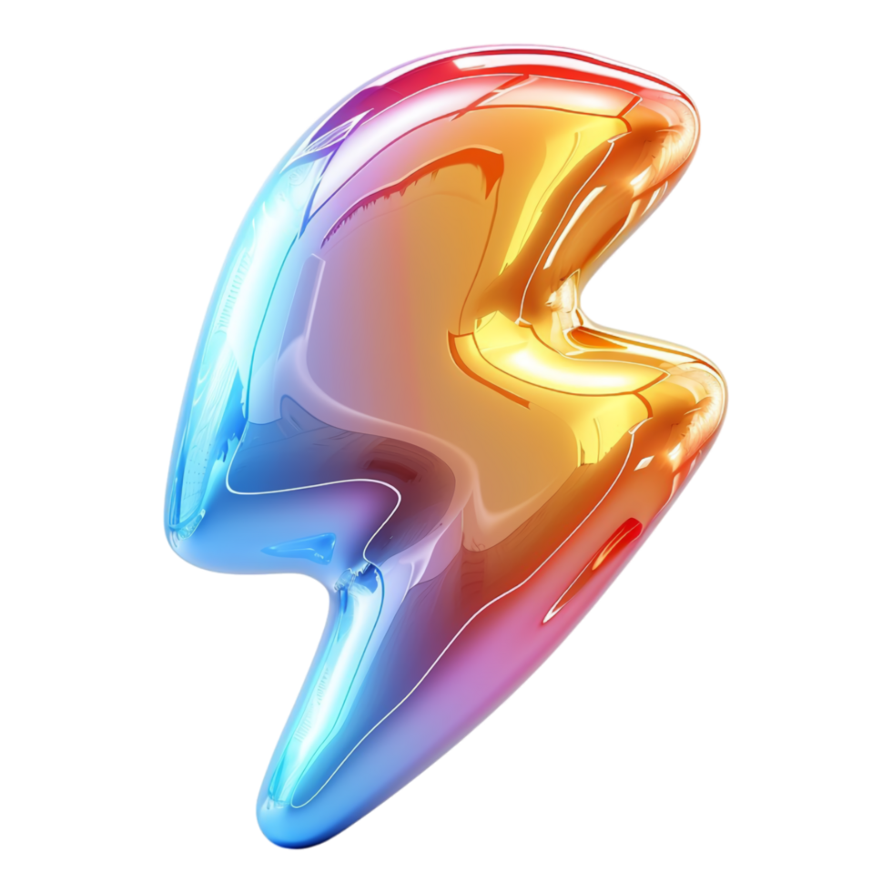 lightning icon, 3d illustration, isolated on transparent background, generated ai png