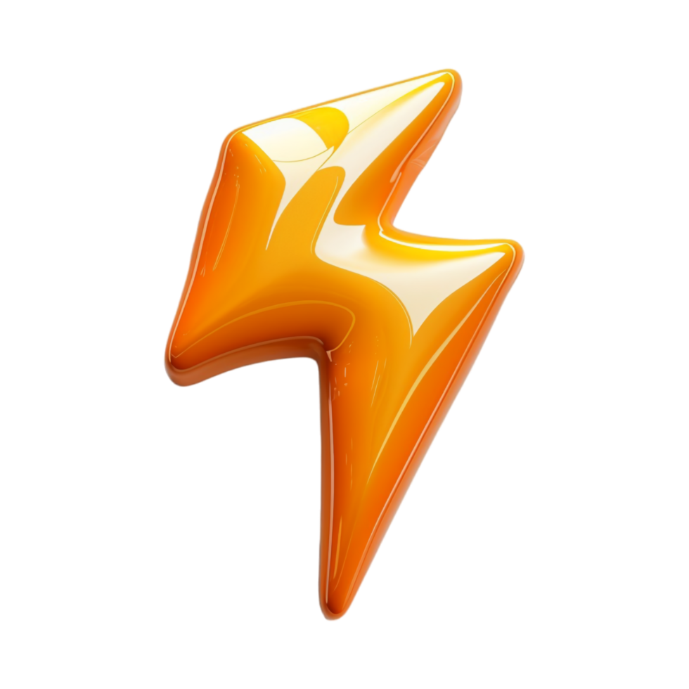 lightning icon, 3d illustration, isolated on transparent background, generated ai png