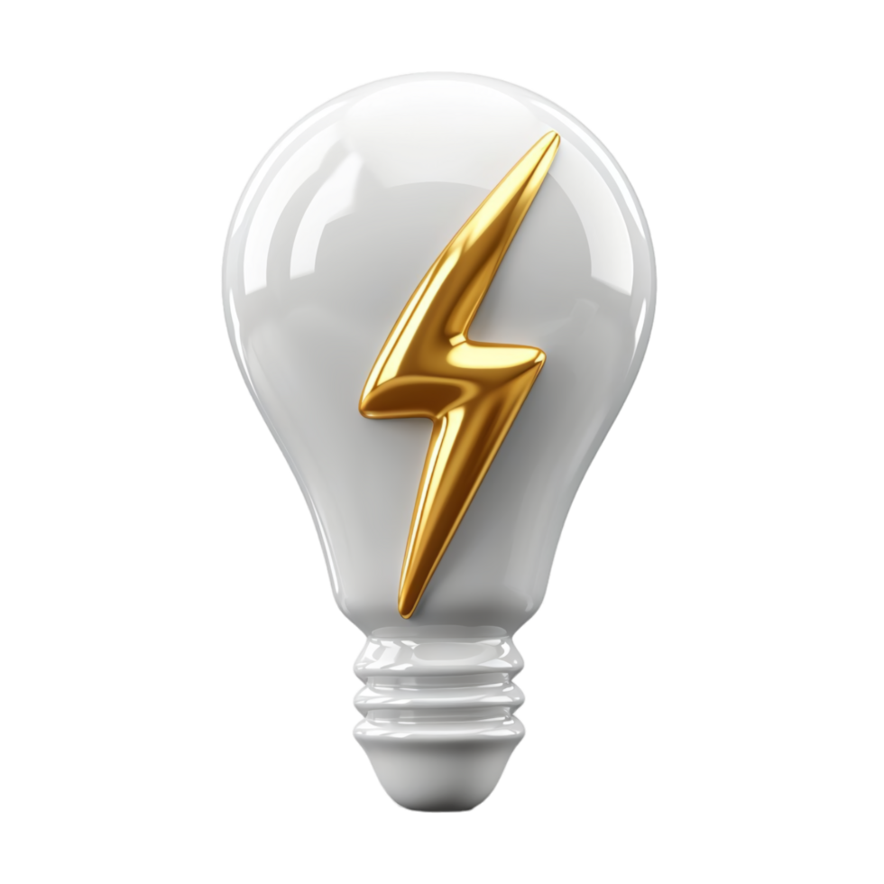 lightning icon, 3d illustration, isolated on transparent background, generated ai png