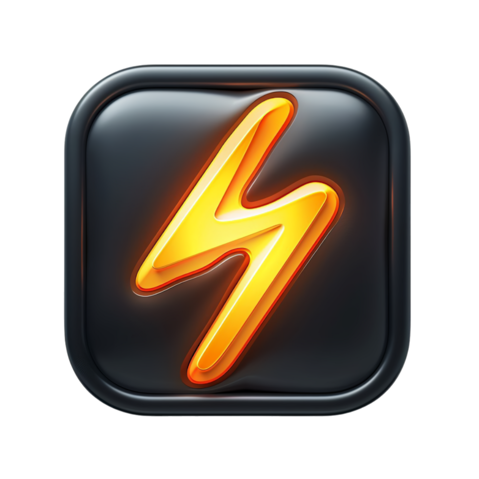 lightning icon, 3d illustration, isolated on transparent background, generated ai png