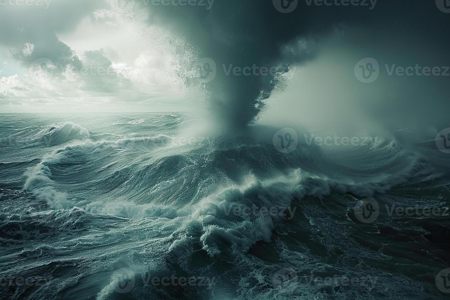 Scary ominous huge hurricane tornado, apocalyptic dramatic background photo