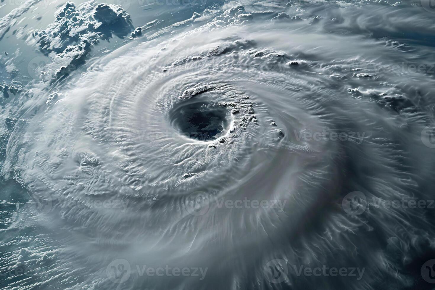 Scary huge hurricane typhoon over ocean, apocalyptic dramatic background photo