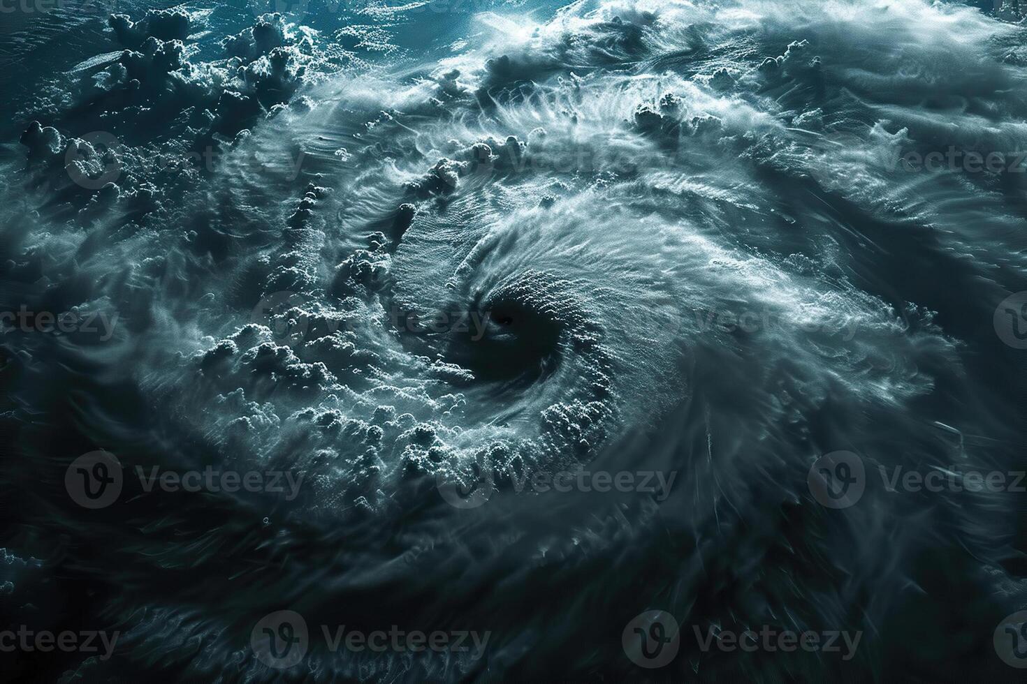 Scary huge hurricane typhoon over ocean, apocalyptic dramatic background photo