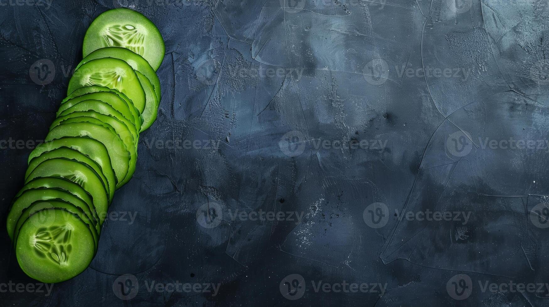 sliced cucumber with ample copy space photo