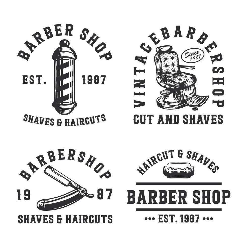 Vintage barbershop logo template vector