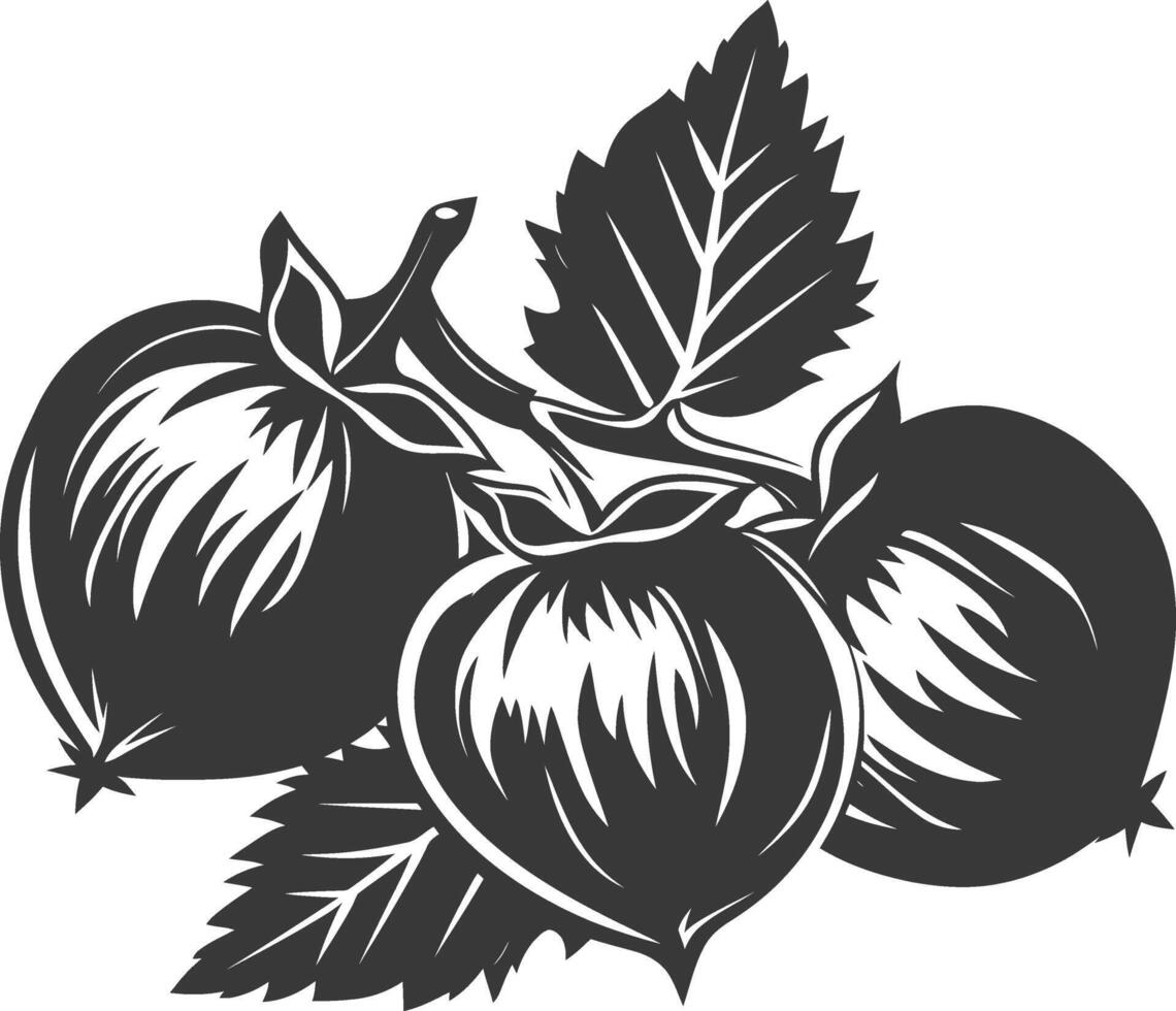 Silhouette Hazelnut fruit black color only vector