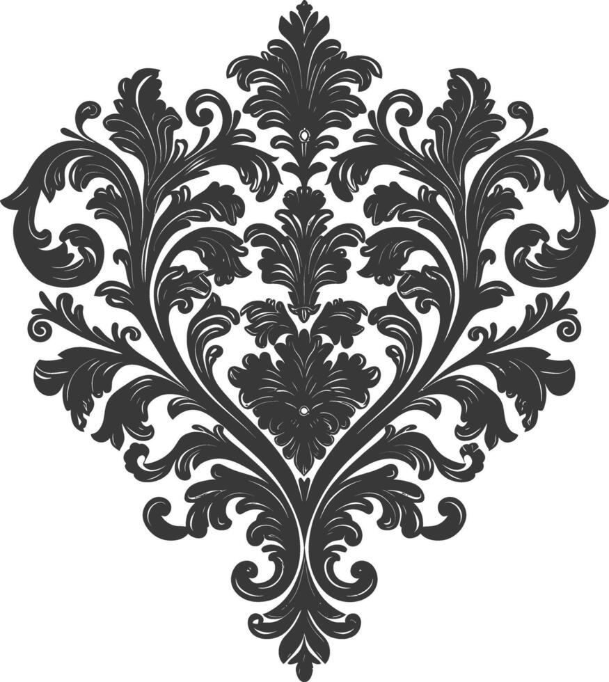 silueta hogar forma barroco ornamento con filigrana floral elemento negro color solamente vector