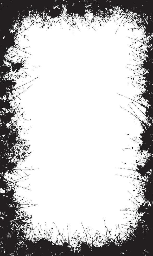 Black grunge brush stroke abstract border background vector