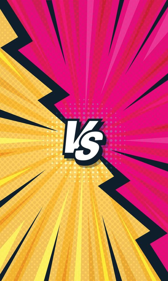 Two-color retro fight vs comic background with radial speed stripes vector