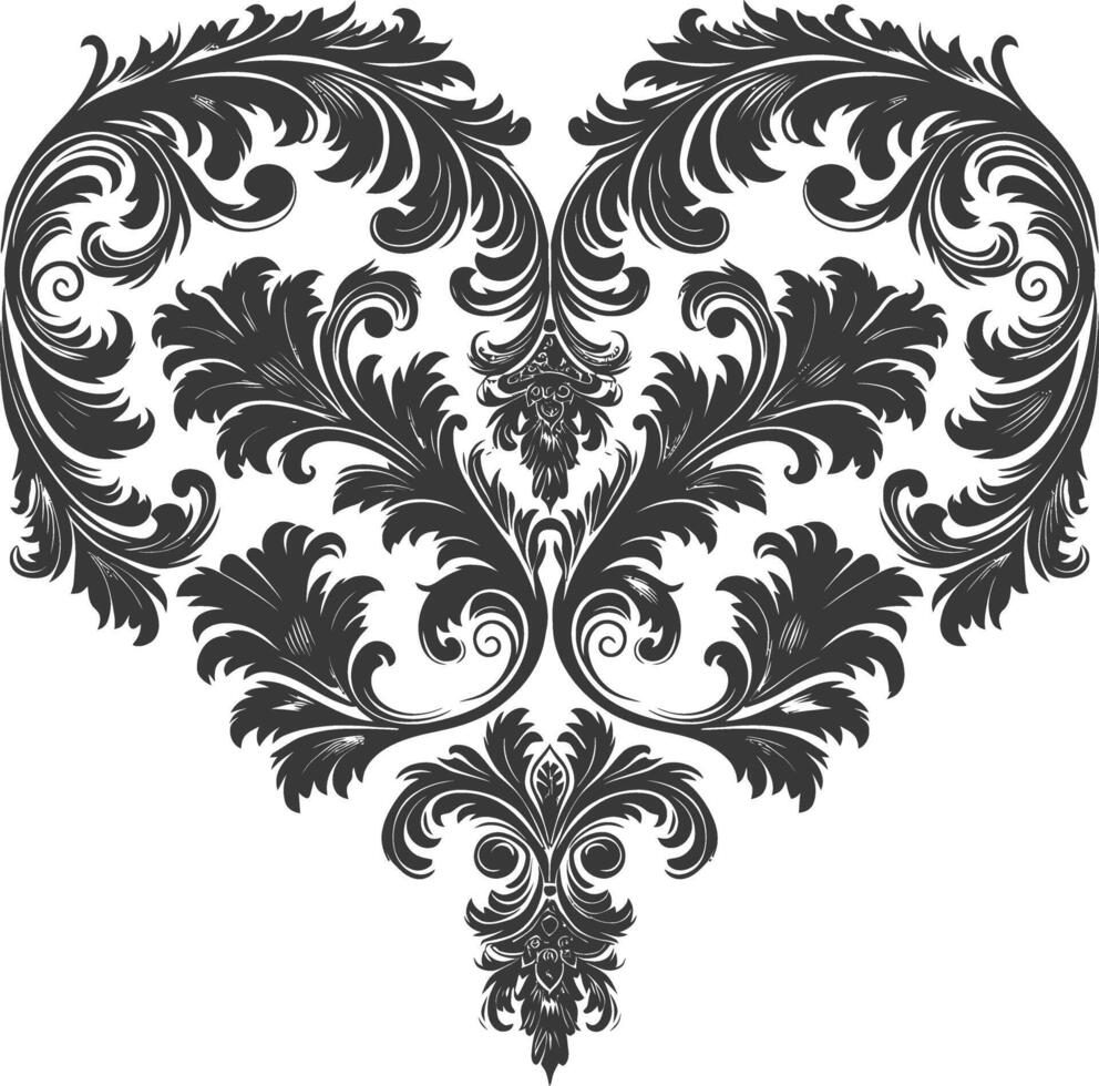 silueta hogar forma barroco ornamento con filigrana floral elemento negro color solamente vector