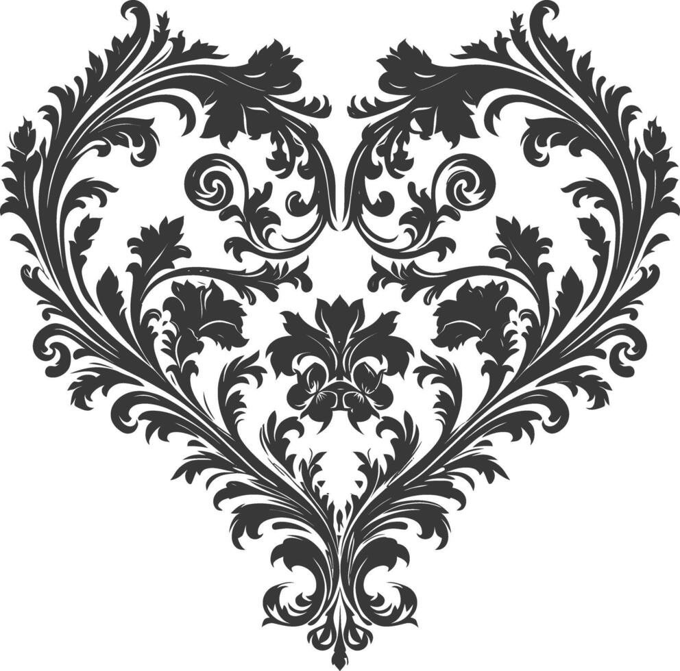 silueta hogar forma barroco ornamento con filigrana floral elemento negro color solamente vector