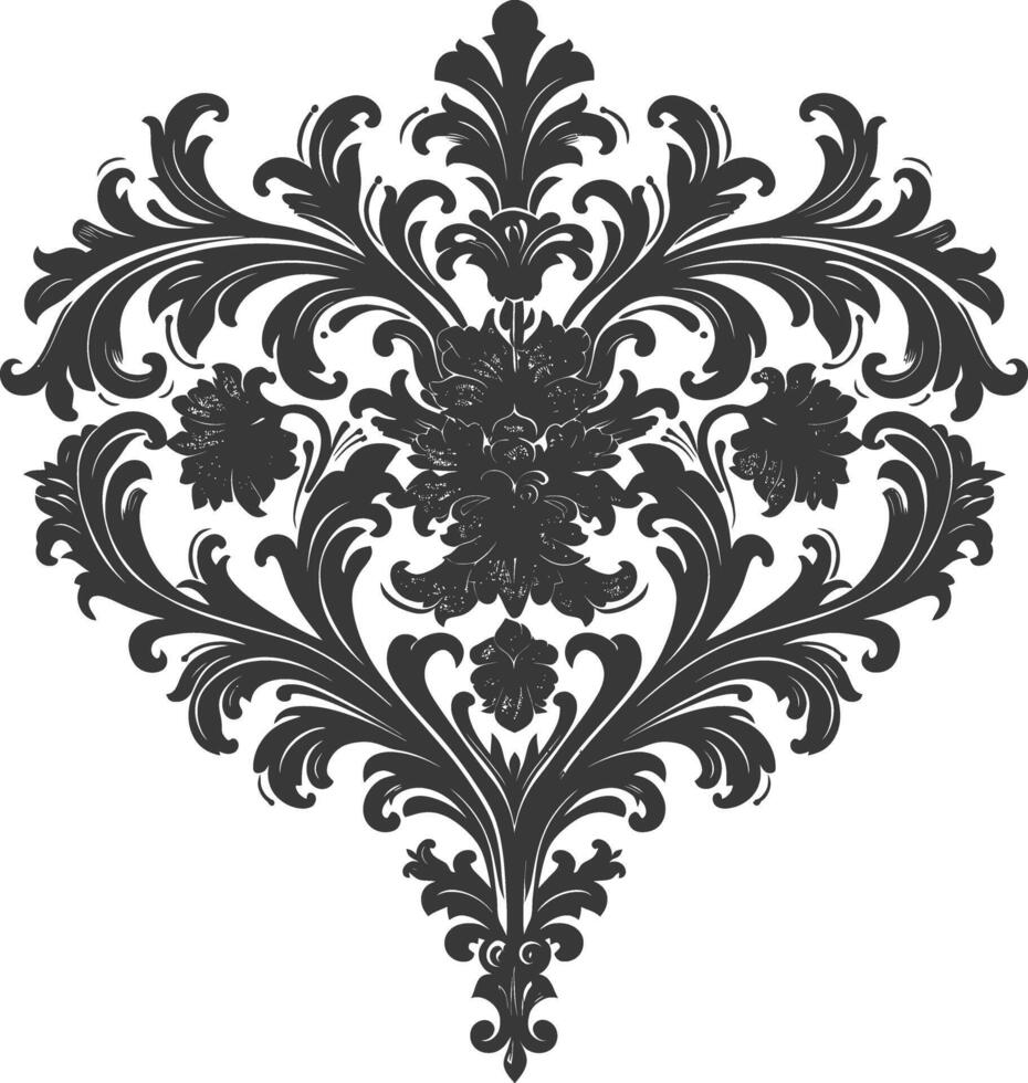 silueta hogar forma barroco ornamento con filigrana floral elemento negro color solamente vector