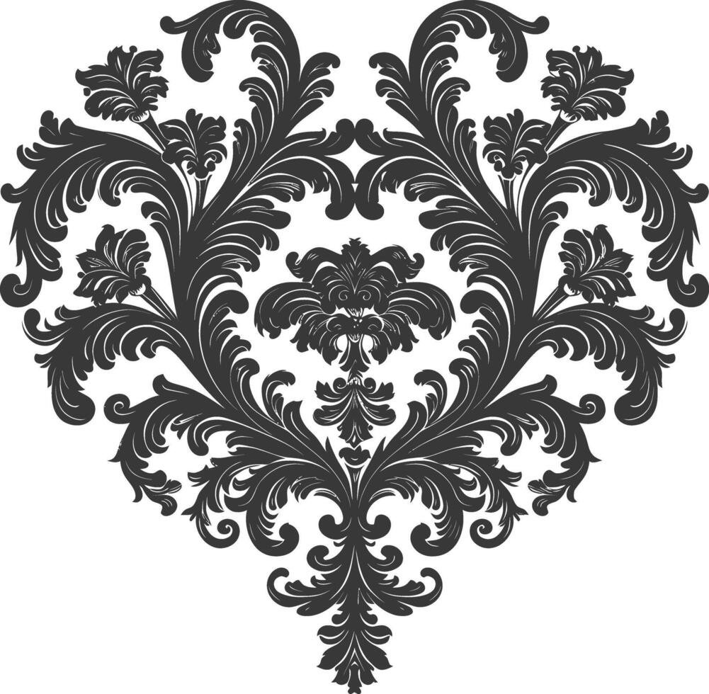 silueta hogar forma barroco ornamento con filigrana floral elemento negro color solamente vector