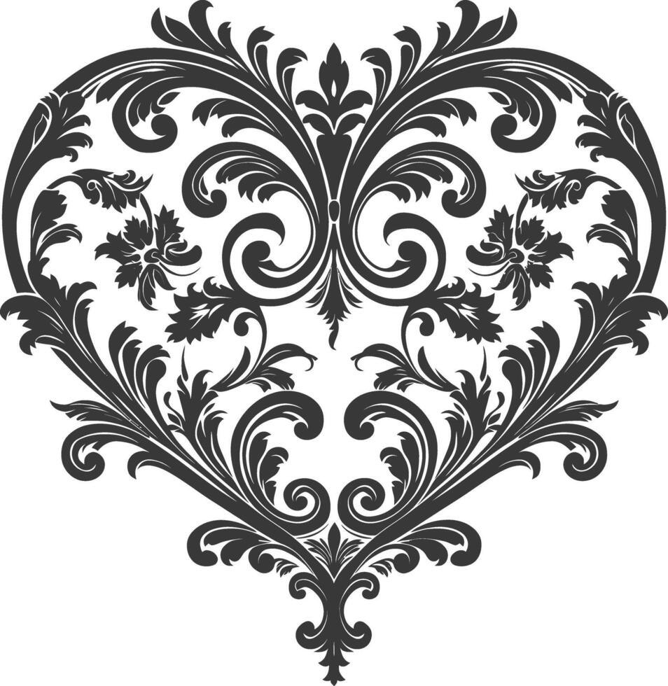 silueta hogar forma barroco ornamento con filigrana floral elemento negro color solamente vector