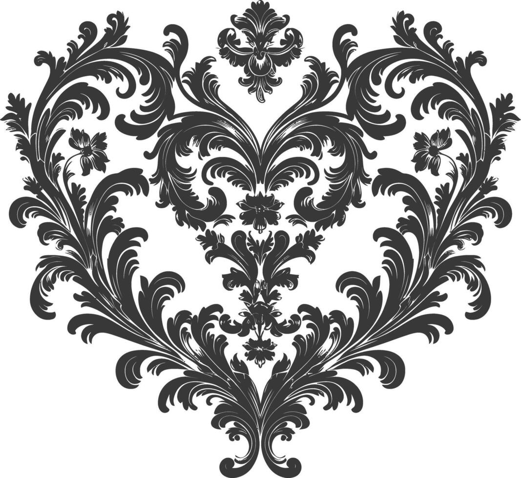 silueta hogar forma barroco ornamento con filigrana floral elemento negro color solamente vector