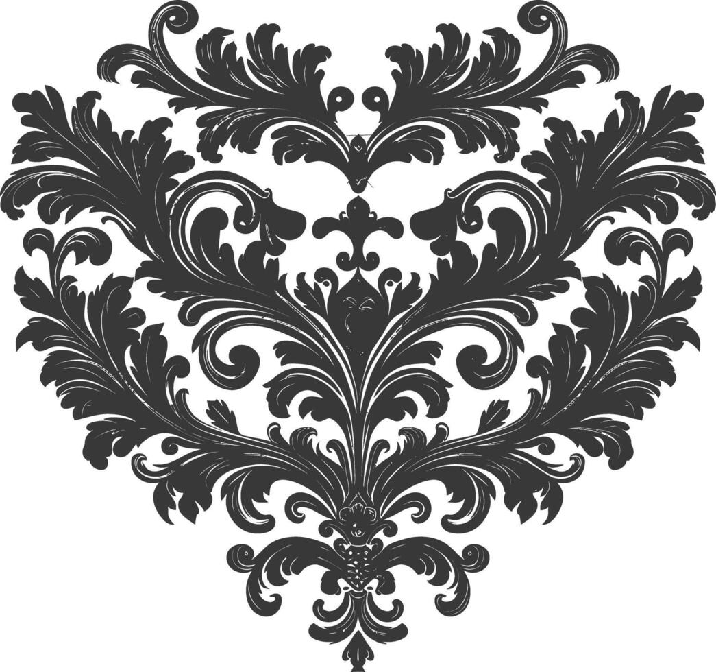 silueta hogar forma barroco ornamento con filigrana floral elemento negro color solamente vector