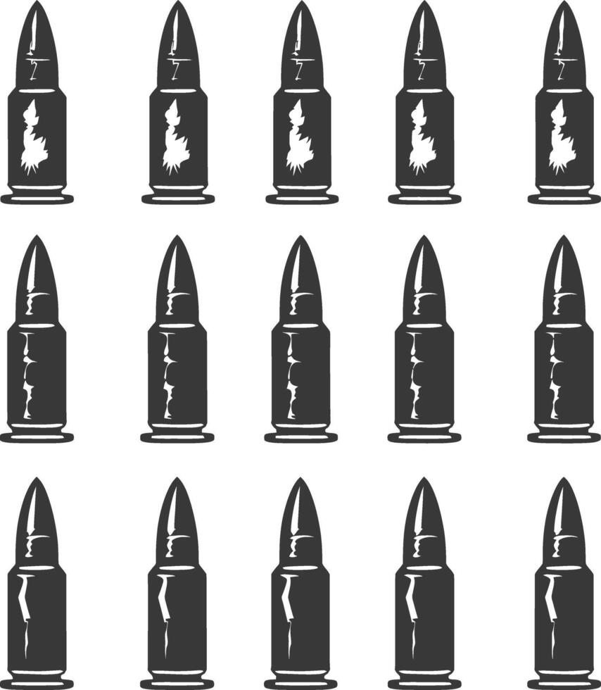 Silhouette bullets black color only vector