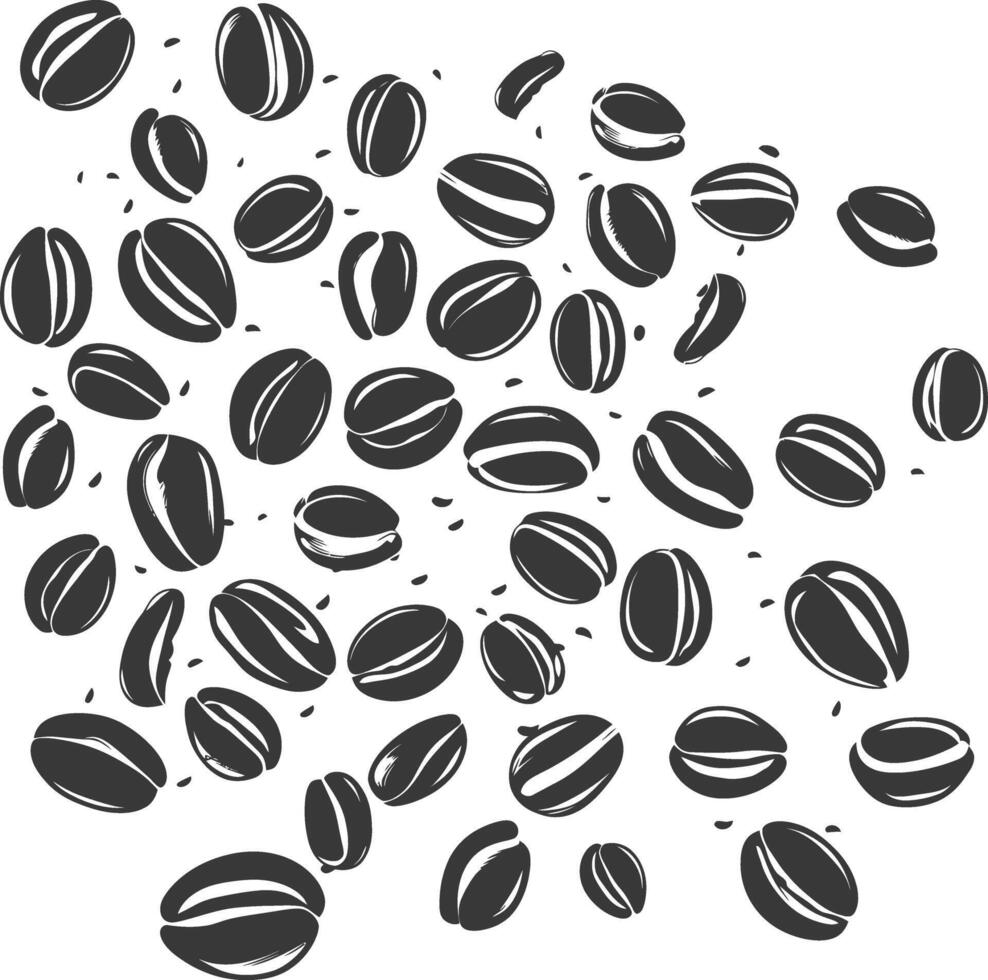 Silhouette coffee beans black color only vector