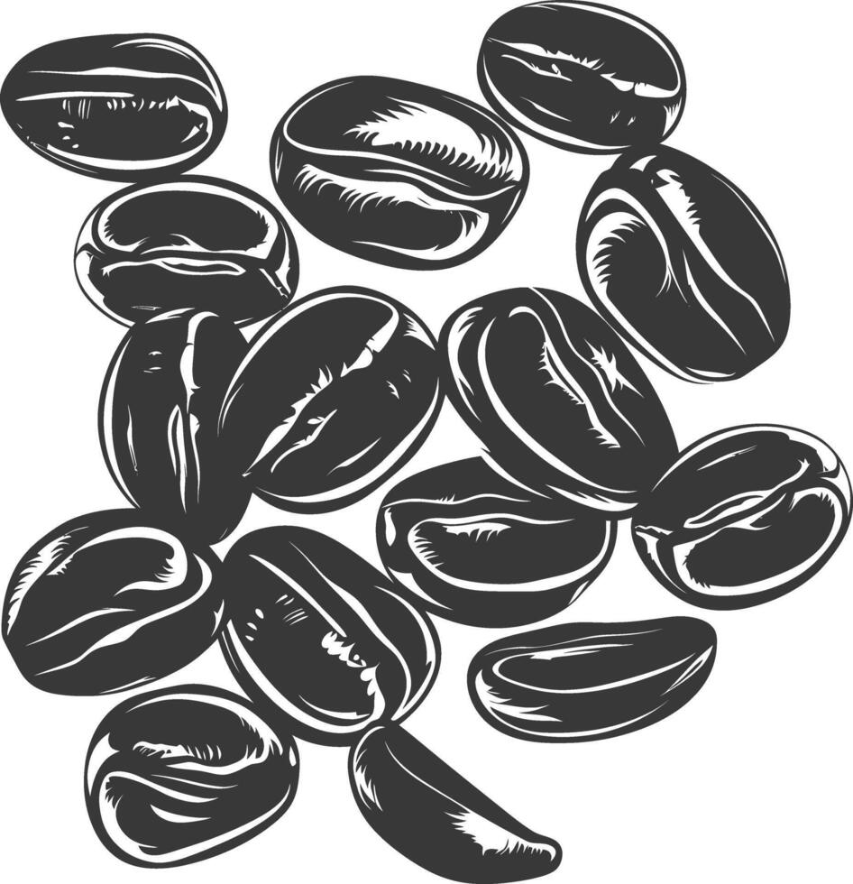 Silhouette coffee beans black color only vector