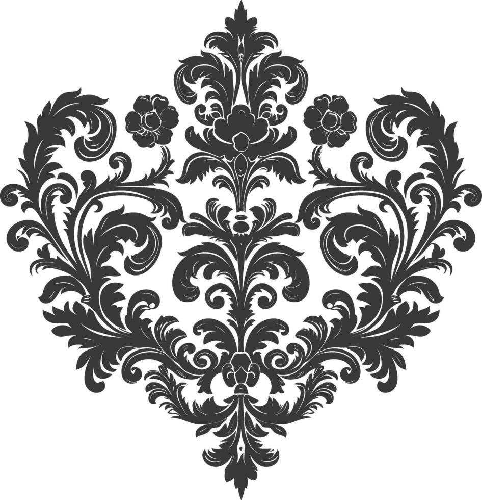 silueta hogar forma barroco ornamento con filigrana floral elemento negro color solamente vector