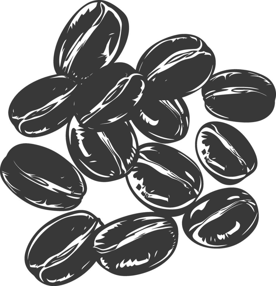 Silhouette coffee beans black color only vector