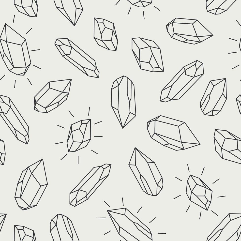 Seamless pattern with simple crystal shapes on white background vector