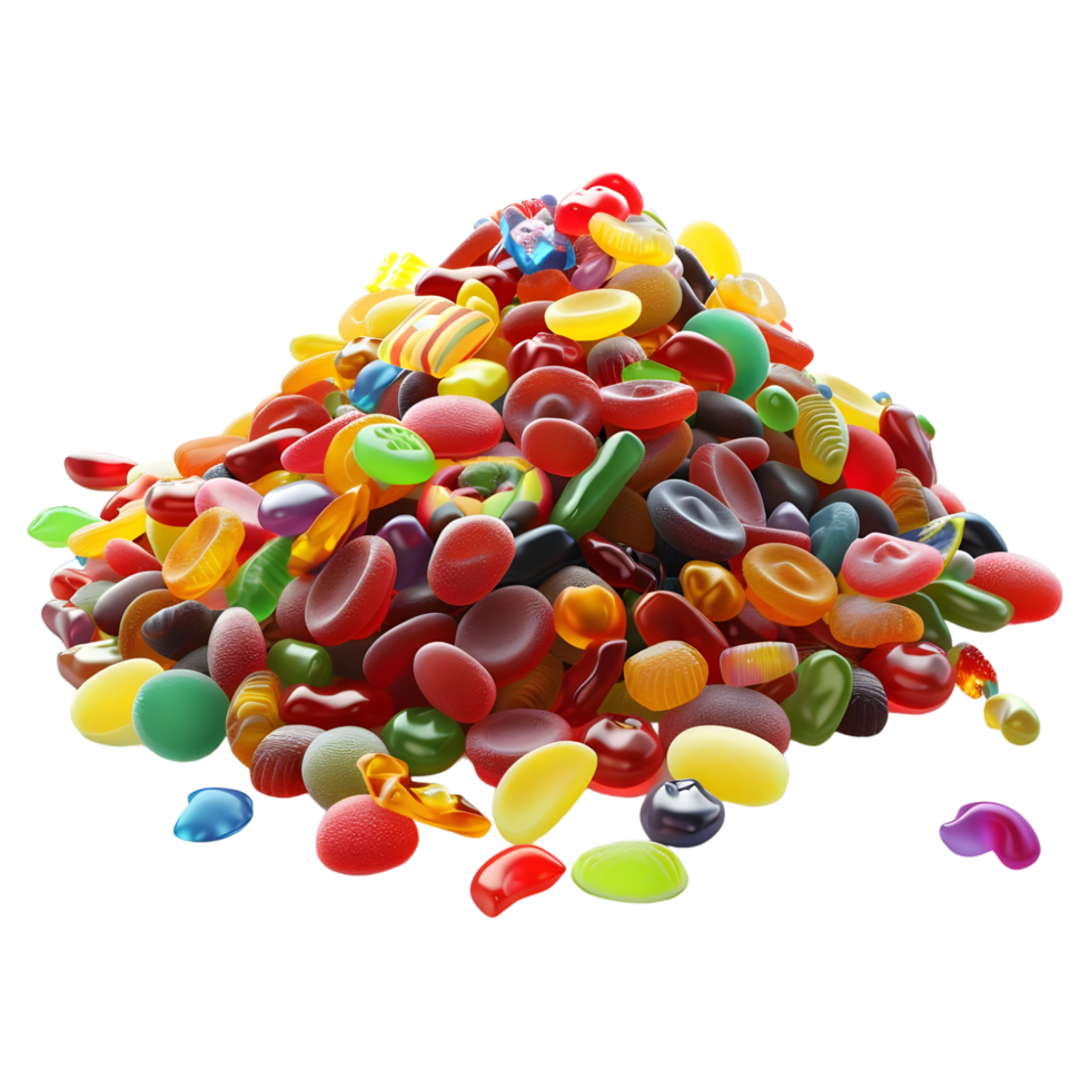 3D Rendering of a Colorful Jelly Candies Transparent Background png