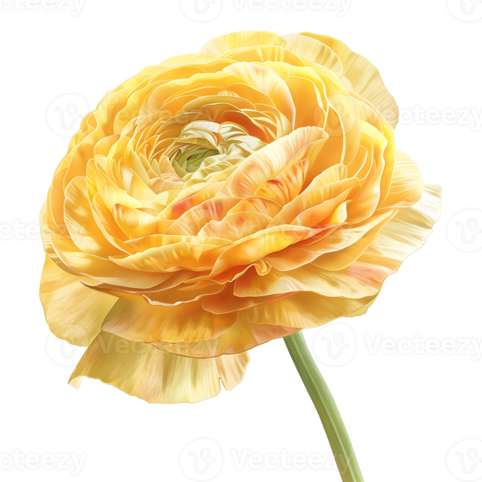 3D Rendering of a Persian buttercup Transparent Background png